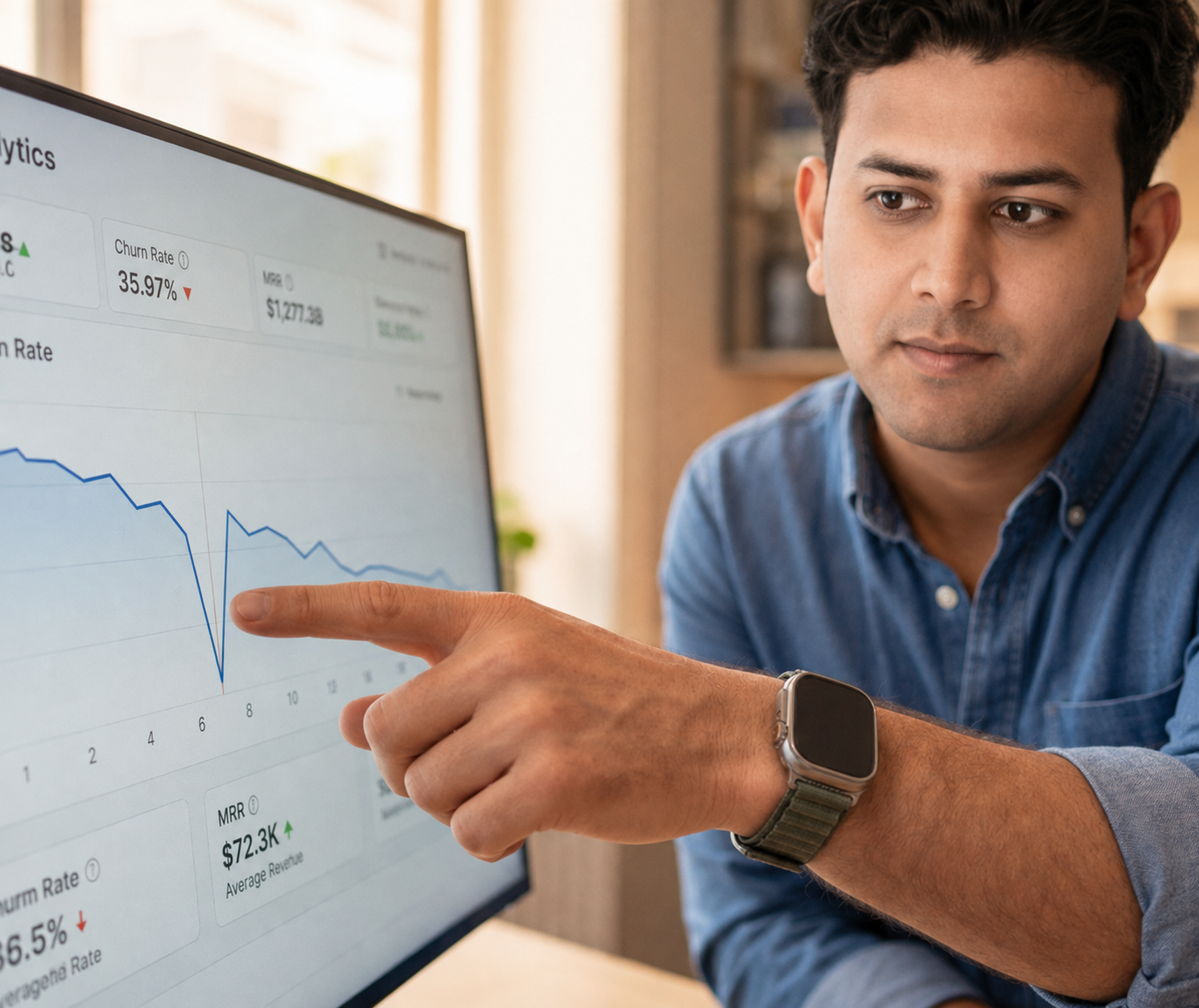 AI-edited photo of Subodh reviewing campaign analytics