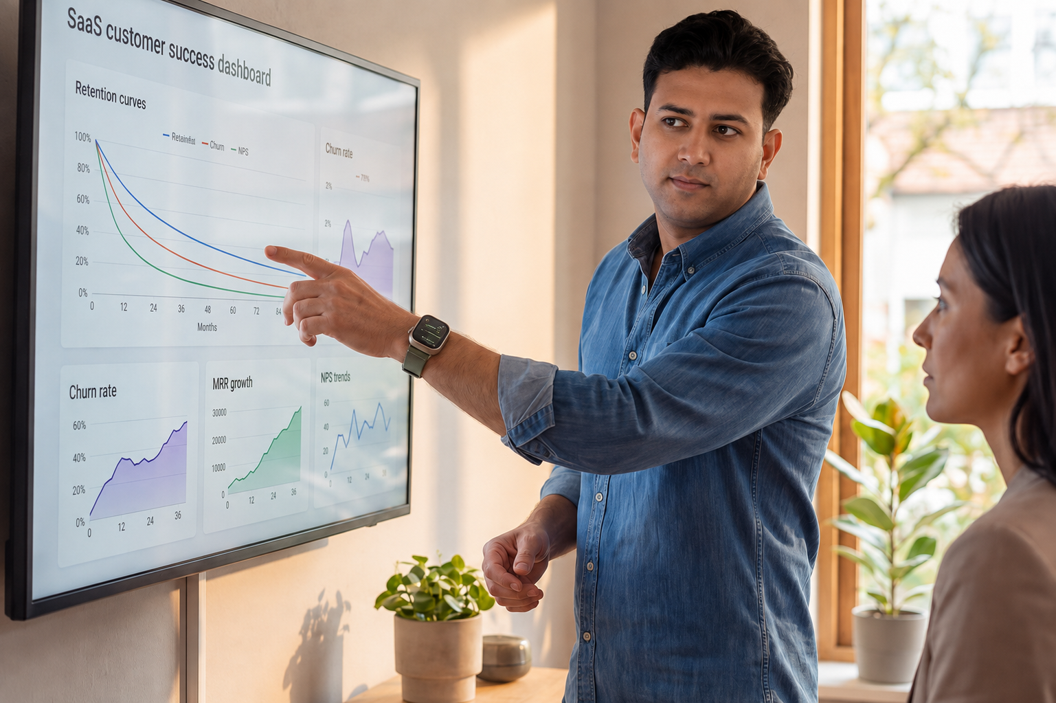AI-edited image of Subodh presenting a performance chart